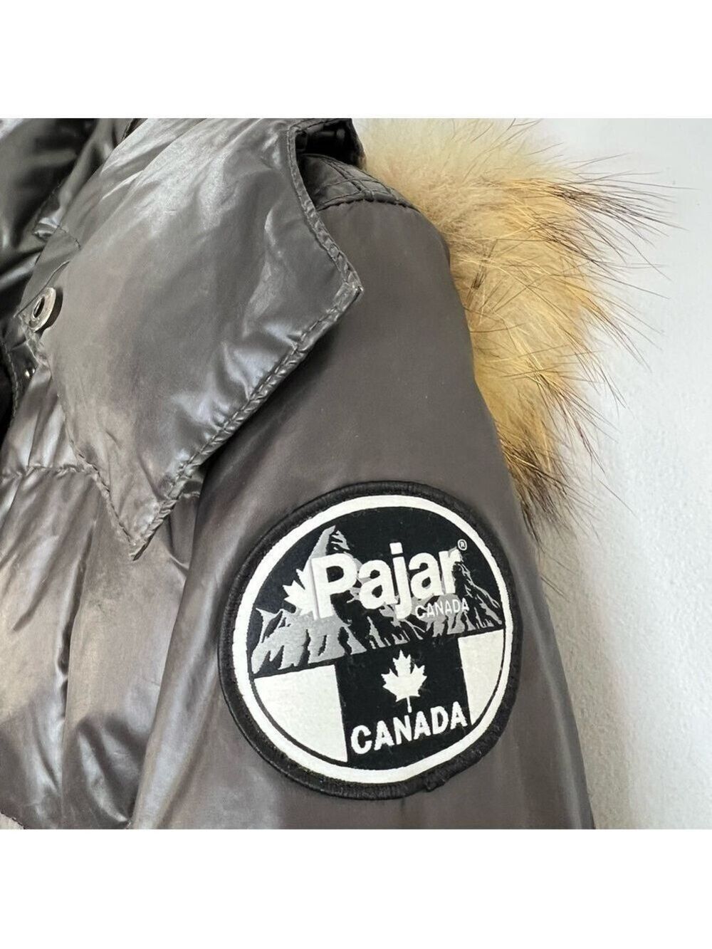 PAJAR Montreal grey green fur trim down parka winter coat M - Picture 10 of 15